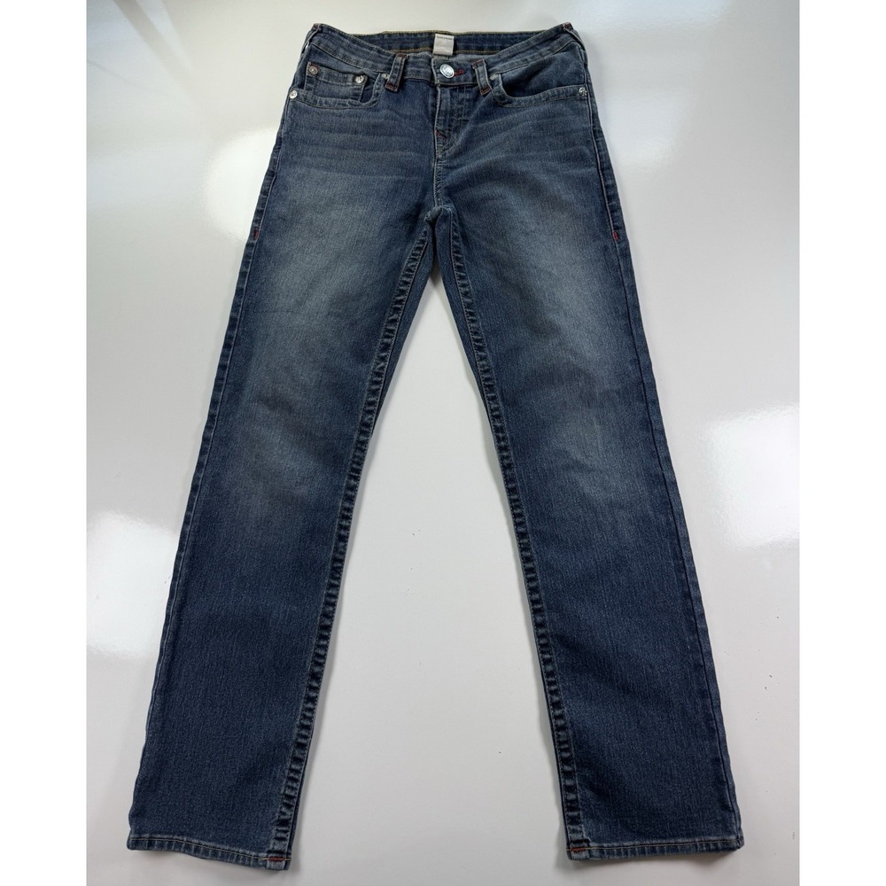 True Religion Tour Jeans Section Straight Seat Size 16 mid wash denim stitch